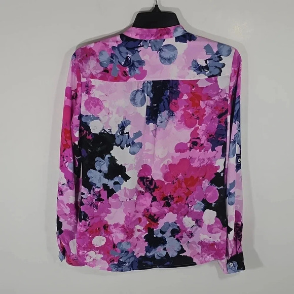 {Alfani} Women's Floral Abstract Print Drape Front Blouse - Size 8 - Picture 3 of 11